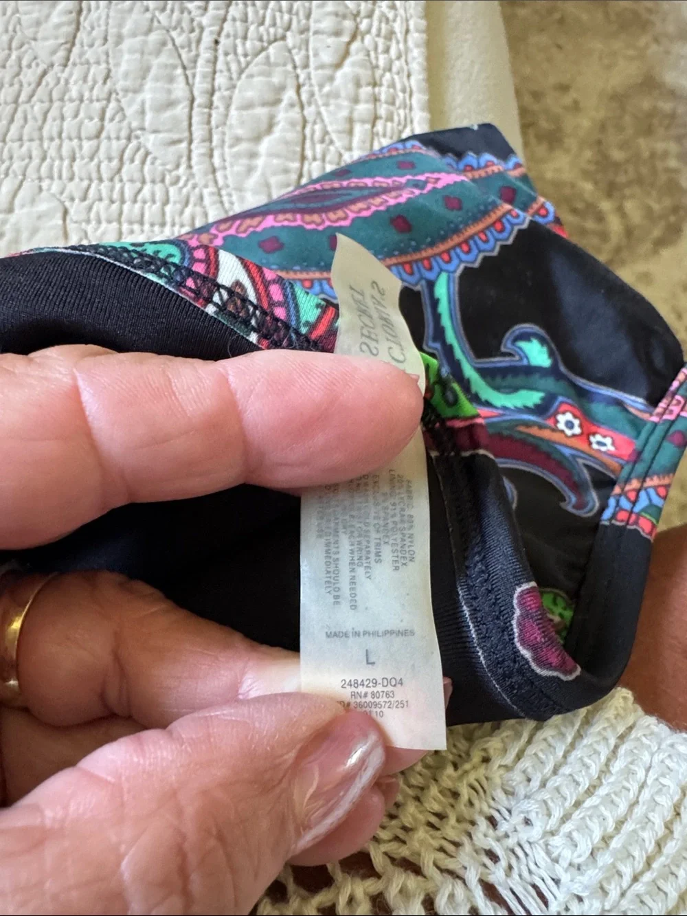 Victoria's Secret Black Swim Skirt Set with Pink & Green Paisley